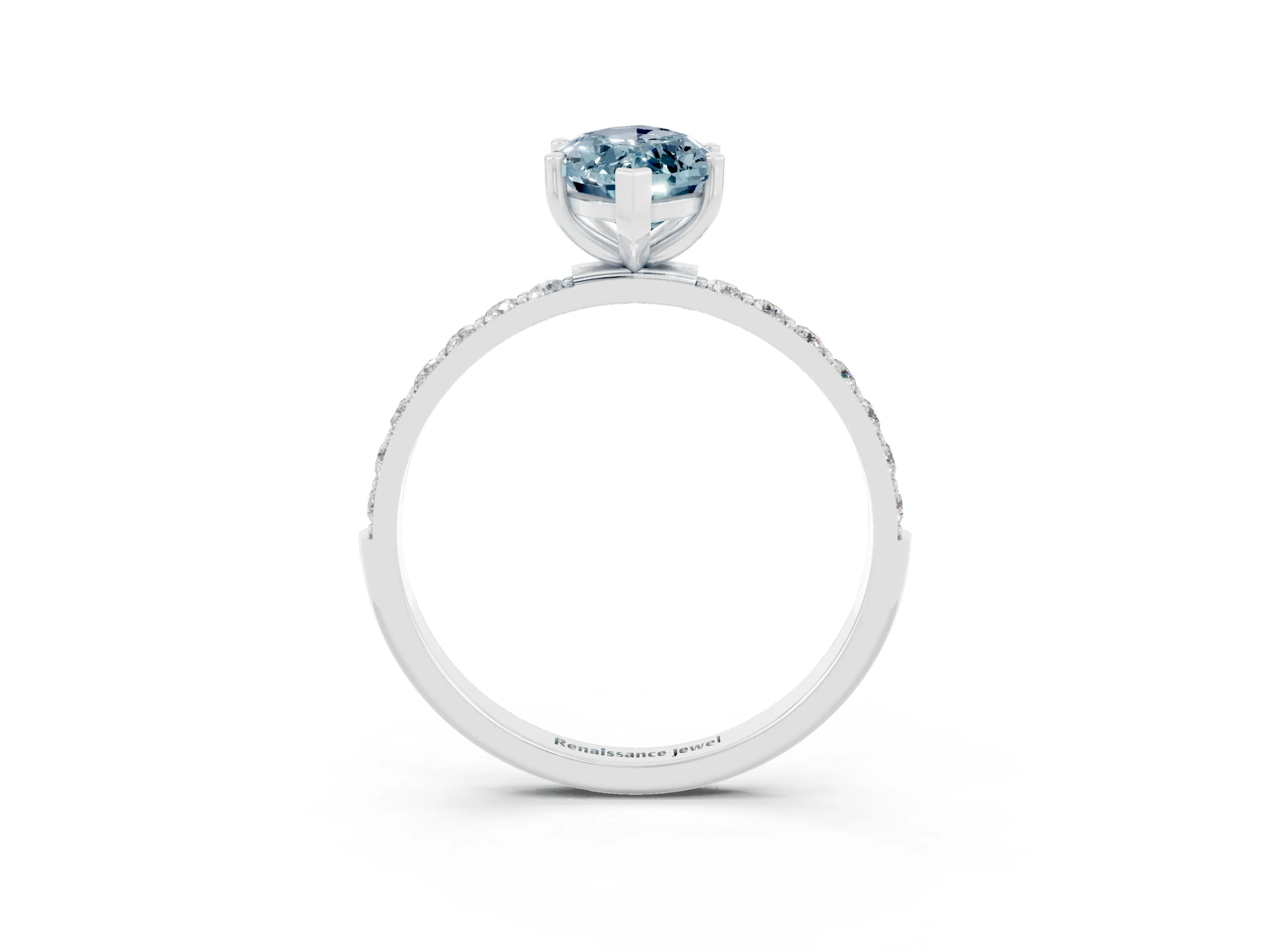 White gold Marquise Cut Diamond Pavé Band with Six-Prong Setting_3
