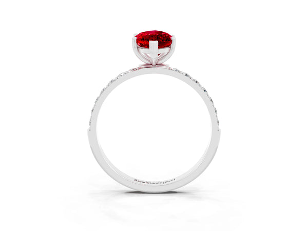 White gold Marquise Cut Diamond Pavé Band with Six-Prong Setting