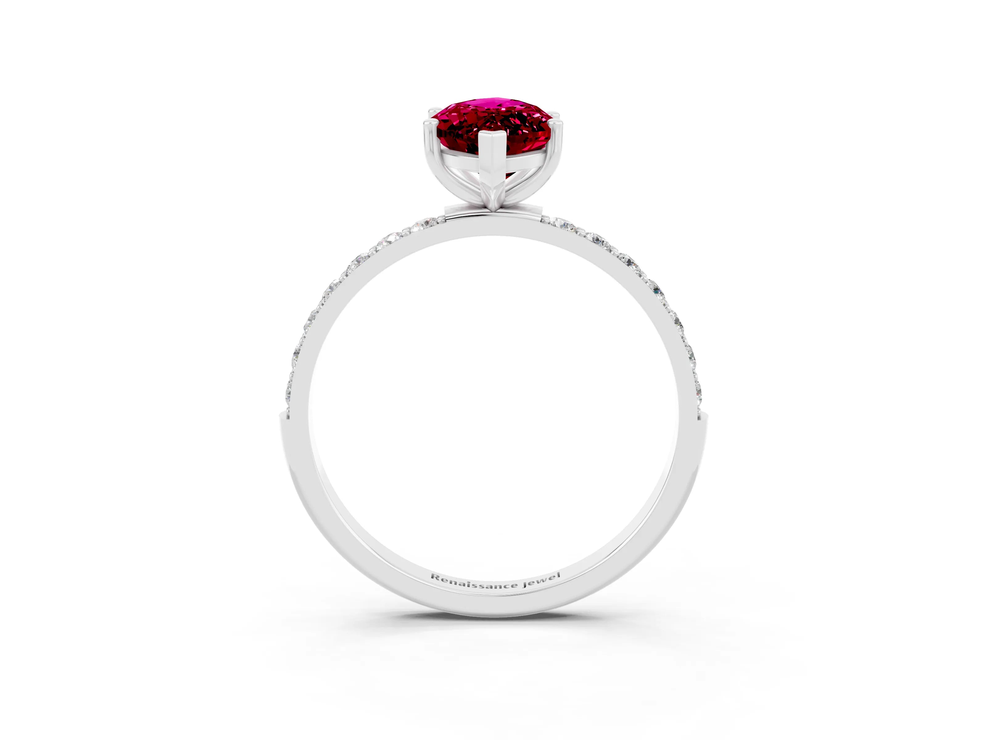 White gold Marquise Cut Diamond Pavé Band with Six-Prong Setting_3