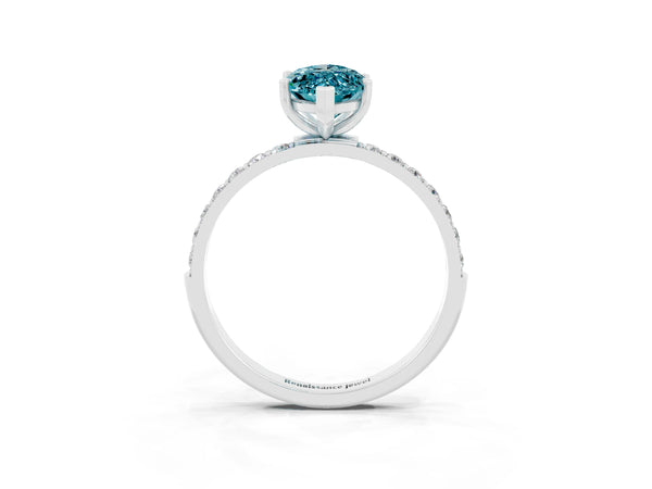 Platinum Marquise Cut Diamond Pavé Band with Six-Prong Setting