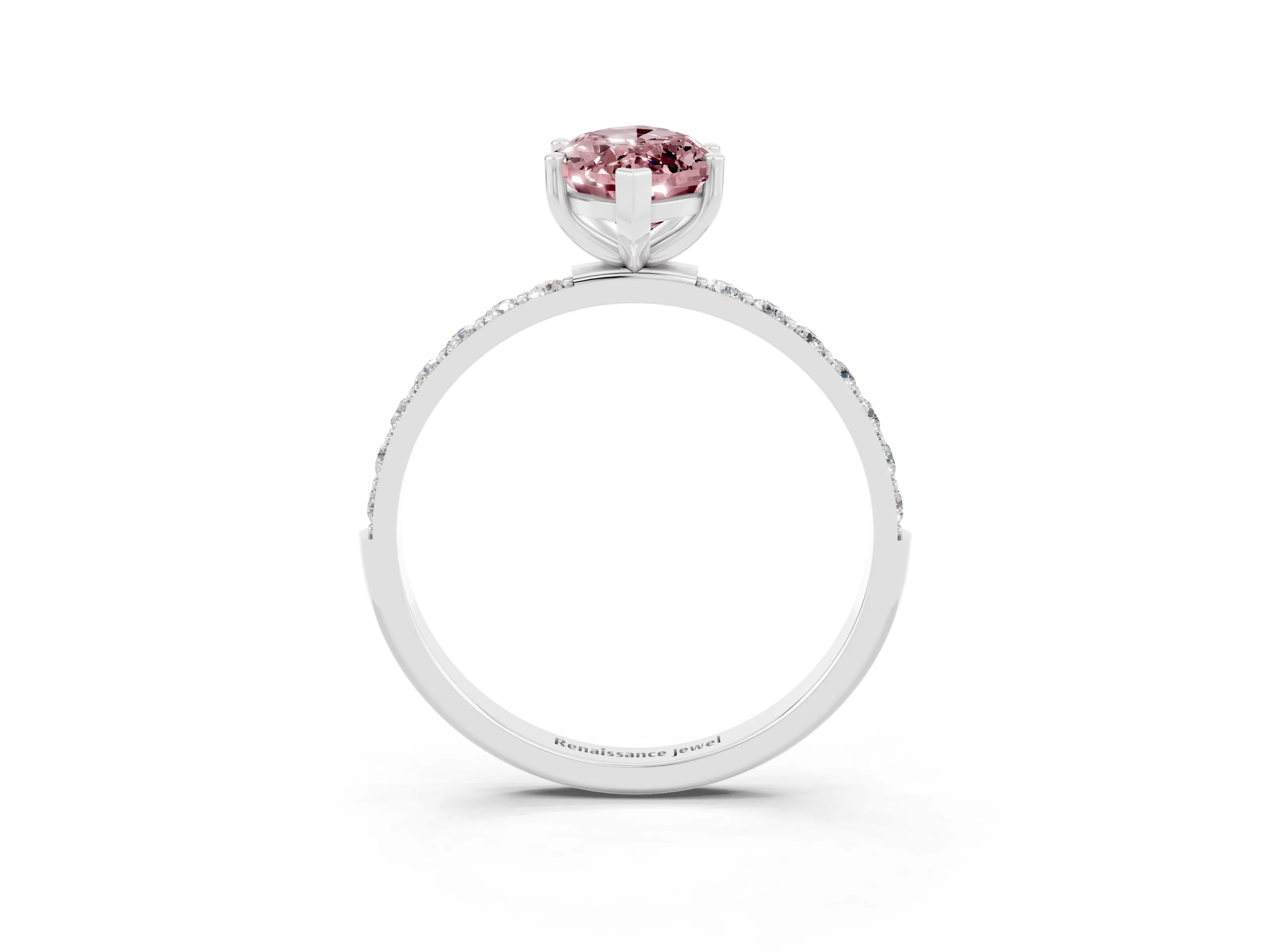 White gold Marquise Cut Diamond Pavé Band with Six-Prong Setting_3
