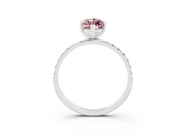 Platinum Marquise Cut Diamond Pavé Band with Six-Prong Setting