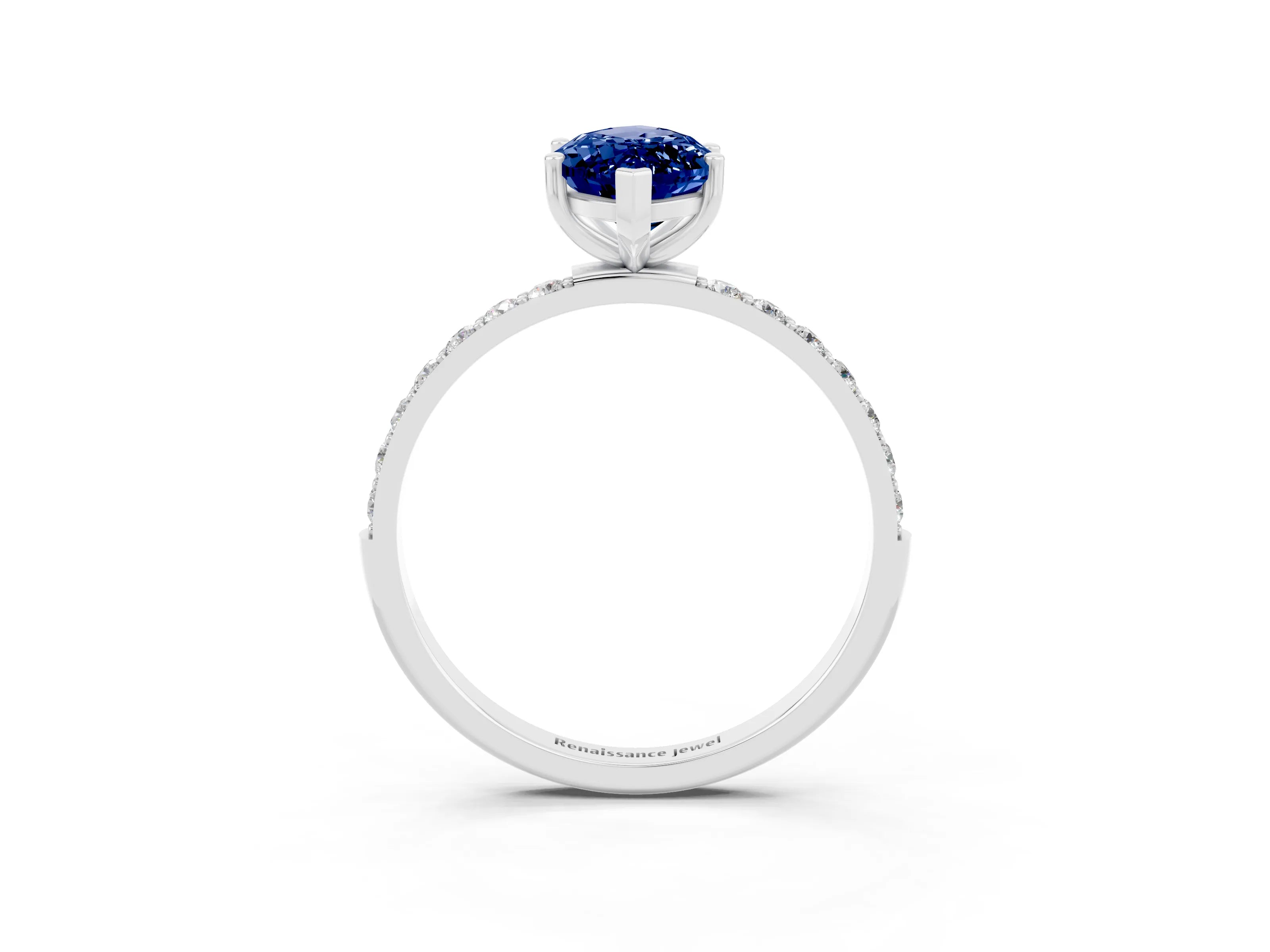 White gold Marquise Cut Diamond Pavé Band with Six-Prong Setting_3