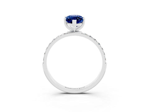 White gold Marquise Cut Diamond Pavé Band with Six-Prong Setting_3