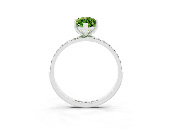 White gold Marquise Cut Diamond Pavé Band with Six-Prong Setting
