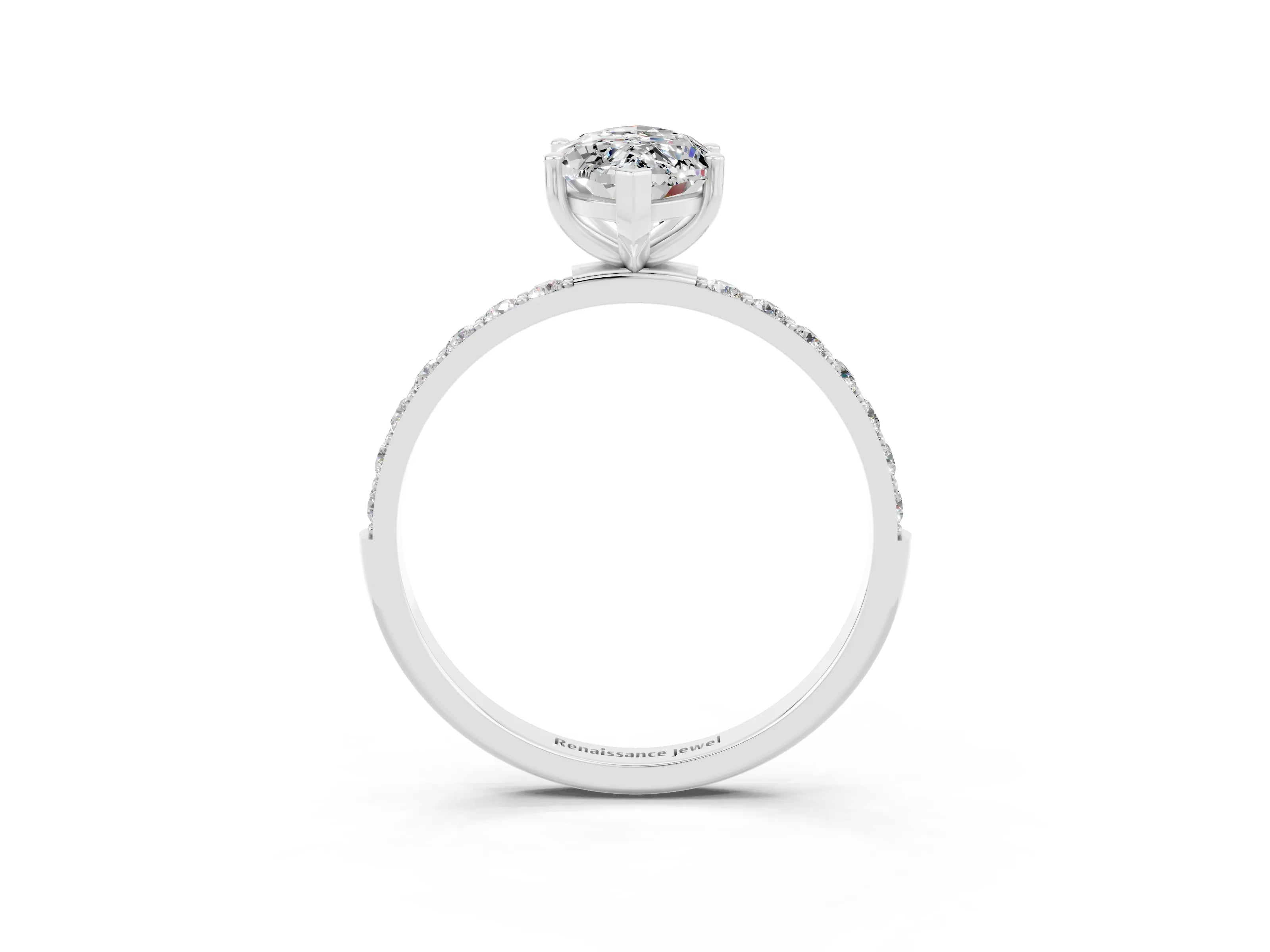 White gold Marquise Cut Diamond Pavé Band with Six-Prong Setting_3