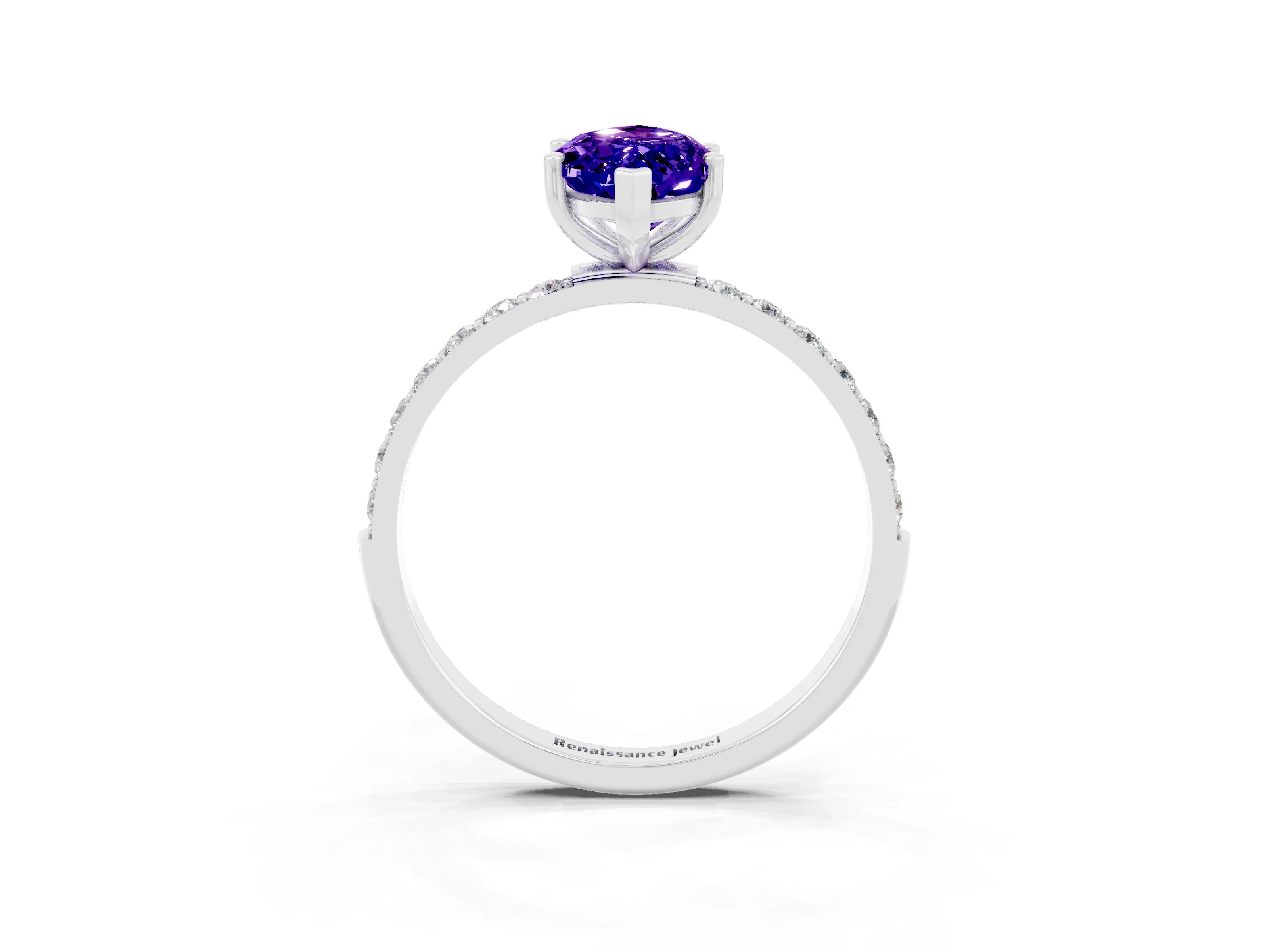 White gold Marquise Cut Diamond Pavé Band with Six-Prong Setting_3