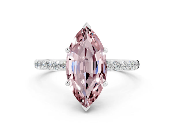 Platinum Marquise Cut Diamond Pavé Band with Six-Prong Setting