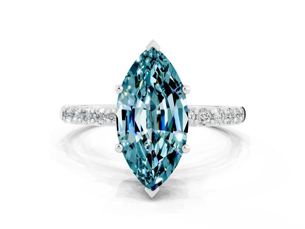 White gold Marquise Cut Diamond Pavé Band with Six-Prong Setting