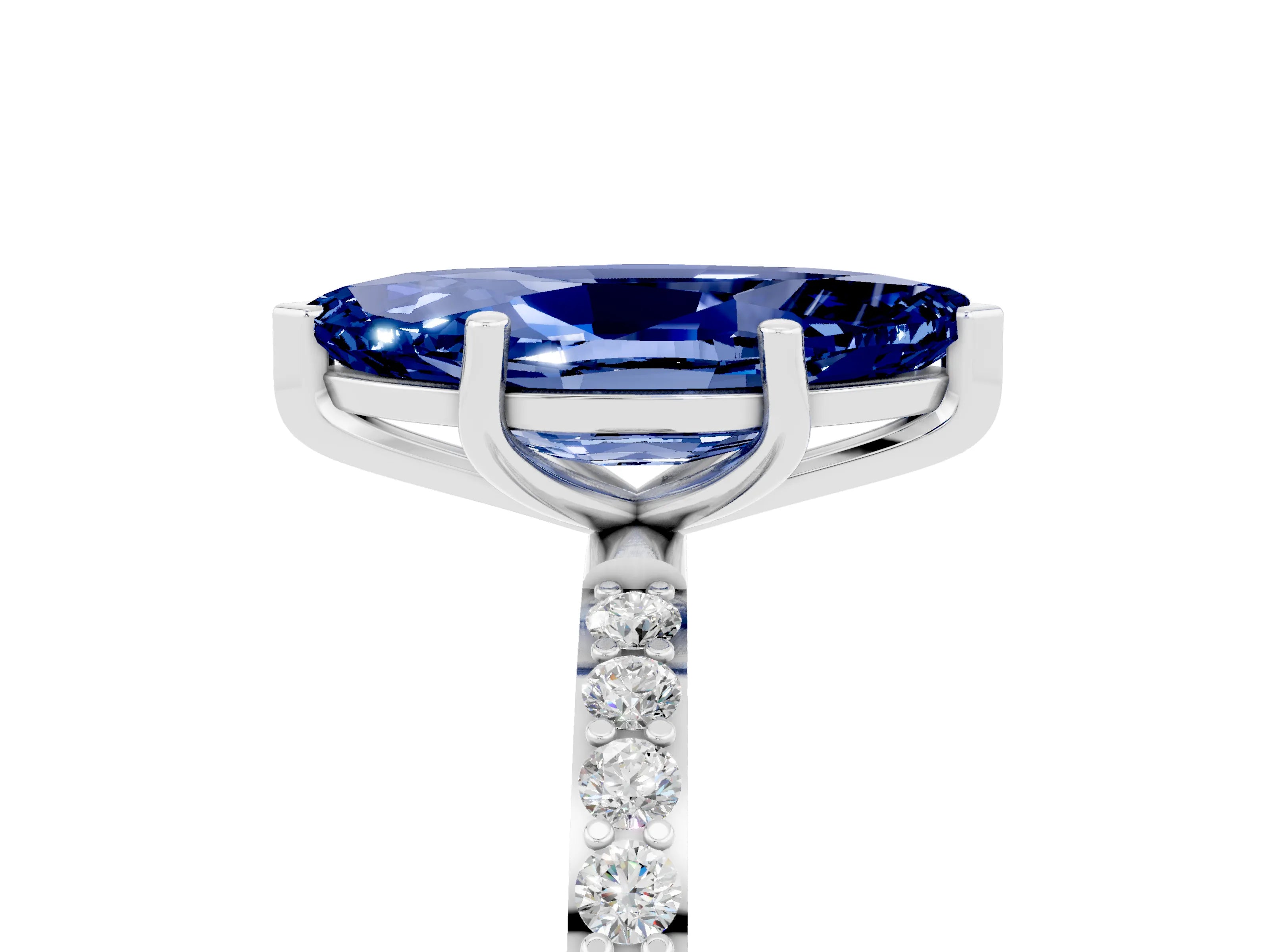 White gold Marquise Cut Diamond Pavé Band with Six-Prong Setting_5