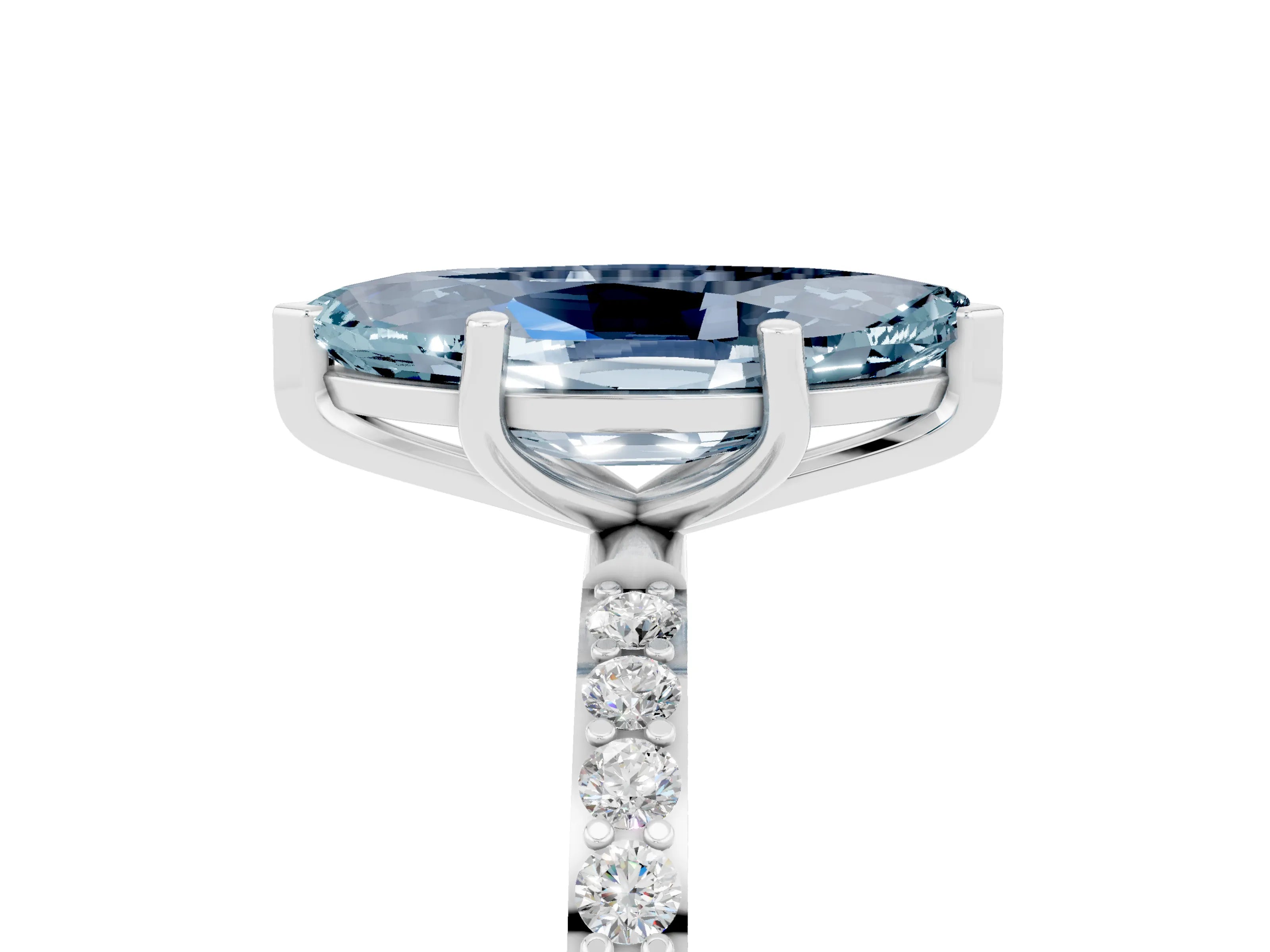 White gold Marquise Cut Diamond Pavé Band with Six-Prong Setting_5