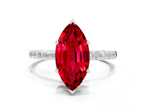 Platinum Marquise Cut Diamond Pavé Band with Six-Prong Setting