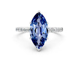 White gold Marquise Cut Diamond Pavé Band with Six-Prong Setting