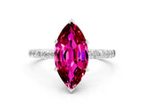 White gold Marquise Cut Diamond Pavé Band with Six-Prong Setting