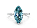 White gold Marquise Cut Diamond Pavé Band with Six-Prong Setting