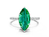 White gold Marquise Cut Diamond Pavé Band with Six-Prong Setting