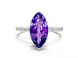 White gold Marquise Cut Diamond Pavé Band with Six-Prong Setting