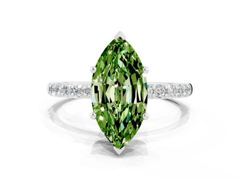 White gold Marquise Cut Diamond Pavé Band with Six-Prong Setting