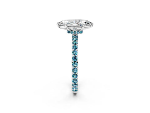 White gold Marquise Cut Diamond Pavé Engagement Ring with Round with Blue Topaz side stone Accents and Prong Setting_14