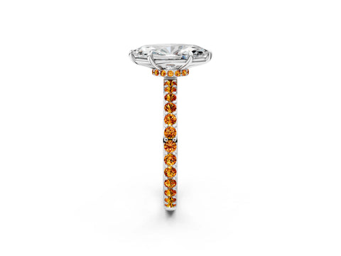 White gold Marquise Cut Diamond Pavé Engagement Ring with Round with Citrine side stone Accents and Prong Setting_14