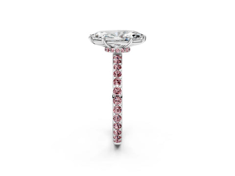 White gold Marquise Cut Diamond Pavé Engagement Ring with Round with Morganite side stone Accents and Prong Setting_2
