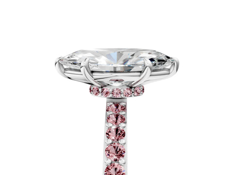 White gold Marquise Cut Diamond Pavé Engagement Ring with Round with Morganite side stone Accents and Prong Setting_5