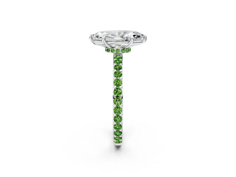 White gold Marquise Cut Diamond Pavé Engagement Ring with Round with Peridot side stone Accents and Prong Setting_14
