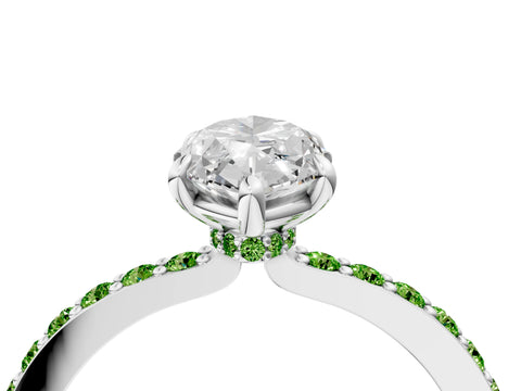 White gold Marquise Cut Diamond Pavé Engagement Ring with Round with Peridot side stone Accents and Prong Setting_16