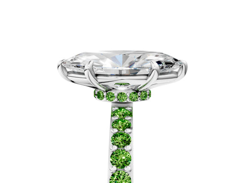 White gold Marquise Cut Diamond Pavé Engagement Ring with Round with Peridot side stone Accents and Prong Setting_5
