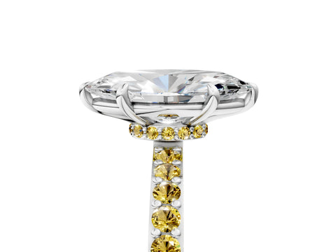 White gold Marquise Cut Diamond Pavé Engagement Ring with Round with Yellow Sapphire side stone Accents and Prong Setting_5