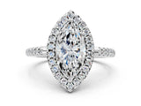 White gold Marquise Cut Diamond Pavé Halo Ring with Four-Prong Setting_43