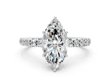 White gold Marquise Cut Diamond Pavé Solitaire Engagement Ring with Four-Prong Setting_94