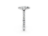 White gold Marquise Cut Diamond Pavé Solitaire Ring with Round Band and Prong Setting_26