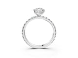 White gold Marquise Cut Diamond Pavé Solitaire Ring with Round Band and Prong Setting_27