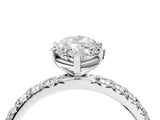 White gold Marquise Cut Diamond Pavé Solitaire Ring with Round Band and Prong Setting_28