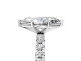 White gold Marquise Cut Diamond Pavé Solitaire Ring with Round Band and Prong Setting_29