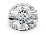 White gold Marquise Cut Diamond Pave Art Deco Split Shank Ring with Four-Prong Setting_38