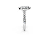 14K White Gold 0.61 Carat D VVS1 Marquise Diamond Pave Band Solitaire Ring with Round and Prong Setting