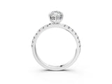 14K White Gold 0.61 Carat D VVS1 Marquise Diamond Pave Band Solitaire Ring with Round and Prong Setting