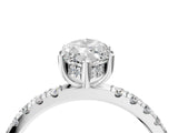 14K White Gold 0.61 Carat D VVS1 Marquise Diamond Pave Band Solitaire Ring with Round and Prong Setting
