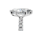 14K White Gold 0.61 Carat D VVS1 Marquise Diamond Pave Band Solitaire Ring with Round and Prong Setting