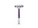 White gold Marquise Cut Diamond Pave Band Solitaire Ring with Round with Amethyst side stone and Prong Setting_2
