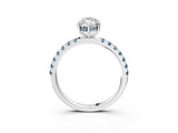 White gold Marquise Cut Diamond Pave Band Solitaire Ring with Round with Aquamarine side stone and Prong Setting_3