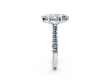 White gold Marquise Cut Diamond Pave Band Solitaire Ring with Round with Aquamarine side stone and Prong Setting_38