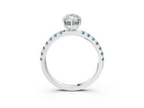 White gold Marquise Cut Diamond Pave Band Solitaire Ring with Round with Aquamarine side stone and Prong Setting_39