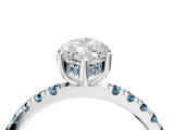 White gold Marquise Cut Diamond Pave Band Solitaire Ring with Round with Aquamarine side stone and Prong Setting_4