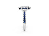 White gold Marquise Cut Diamond Pave Band Solitaire Ring with Round with Blue Sapphire side stone and Prong Setting_14