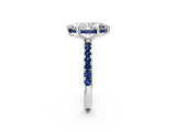 White gold Marquise Cut Diamond Pave Band Solitaire Ring with Round with Blue Sapphire side stone and Prong Setting_14