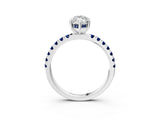 White gold Marquise Cut Diamond Pave Band Solitaire Ring with Round with Blue Sapphire side stone and Prong Setting_15