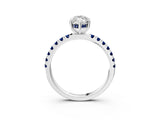 White gold Marquise Cut Diamond Pave Band Solitaire Ring with Round with Blue Sapphire side stone and Prong Setting_21